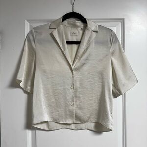 Aritzia Wilfred Beso Satin Shirt Light Birch